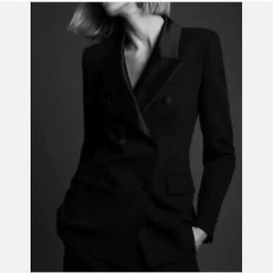 Zara black Double breasted tuxedo blazer